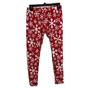 Red Christmas Snowflake Leggings Junior M (7-8) Holiday‎ Teen